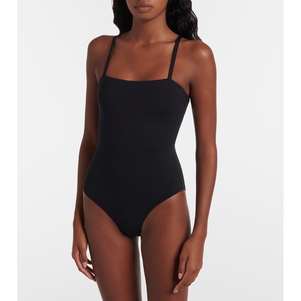 Eres Paris Black One Piece Swimsuit Spaghetti Strap Square Neck Size 40